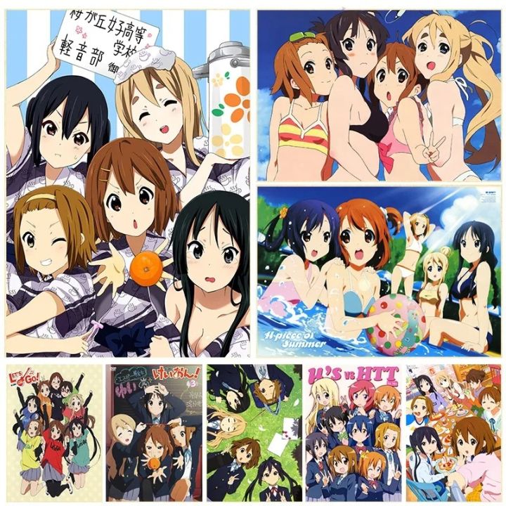 Japan Classic Anime Music K-On! Poster Print Cute Beautiful Girl Band HD 4K Canvas Painting Wall Art Home Living Room Decorative