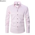 New 2023 Men's Long Sleeve Dress Shirts Anti-Wrinkle No-Ironing Elasticity Slim Fit Men Social Formal Shirts Solid Camisas Male. 