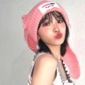 KPOP LE SSERAFIM Sakura ChaeWon Pink Knitted Hat INS Style Wool Rabbit Ear Hat Winter Warm Decorative Cap Couple Christmas Gifts. 