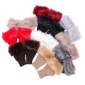 1Pair Fashion Women Faux Rabbit Fur Hand Wrist Crochet Knitted Fingerless Gloves Knitting Mittens Winter Autumn Warmer. 