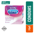 Durex Extra Ribbed & Dotted Condom - 3Pcs Pack(India) - Condom - কনডম. 