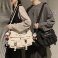 South KoreainsLarge Capacity Functional Bag Hong Kong Style Neutral Artistic Street Shooting Shoulder Messenger Bag Male Student Messenger Bag Female.