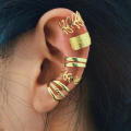 5Pcs/Lot Vintage Leaves Ear Cuff Non-Piercing Fake Cartilage Clip Earrings For Women Men Creative Trend Jewelry.