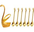 Spoon Set With Swan Stand - Golden / Silver.