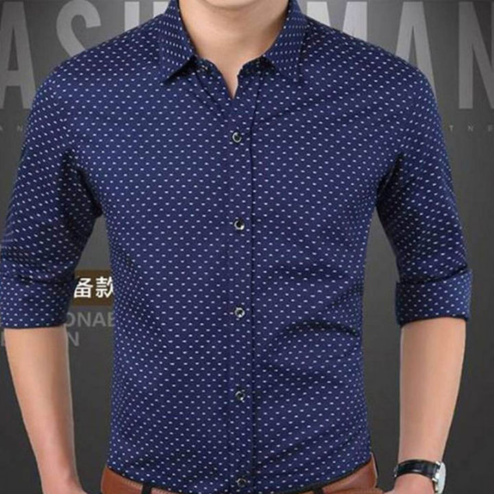 Navy%20Blue%20Ball%20Printed%20Stylish%20Casual%20Shirt%20For%20Men%20-%20Shirt%20-%20Image%202
