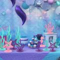 2Pcs Little Mermaid Theme Party Decorations DIY Felt Coral Table Ornament Under the Sea Girl Birthday Party Supplies Baby Shower. 