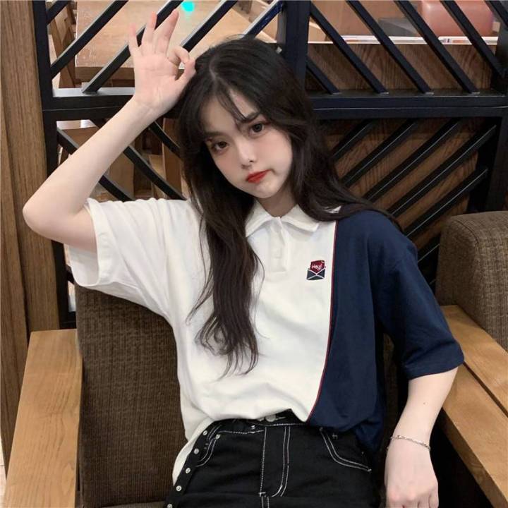 Early%20Autumn%20Fresh%20Top%20Harajuku%20Style%20Cute%20Lapel%20polo%20Student%20Fashion%20Korean%20Style%20Shirt%20ulzzang%20Short%20Sleeve%20T%20Women's%20T-shirt%20-%20Image%204