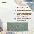 A4TECH Fstyler FBX51C Multimode Rechargeable Mini Wireless Keyboard - Dual Connectivity (Bluetooth + 2.4GHz) - Rechargeable Design - Chocolate Keycaps - For Windows / Mac / iOS / Chrome / Android / Harmony OS. - Grey/Matcha Green. 