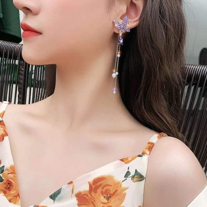 Trendy%20Korean%20Fashionable%20Crystal%20Butterfly%20Dangle%20Earrings%20Tassel%20Elegant%20Female%20Pearl%20Earings%20for%20Women%20Girl%20Party%20&%20Woman%20-%20Image%202