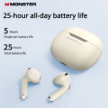 Monster N-lite 208 Wireless Headphones TWS HiFi Stereo Bluetooth 5.4 Earphones with Mic Call Noise Reduction IPX5 Waterproof. 
