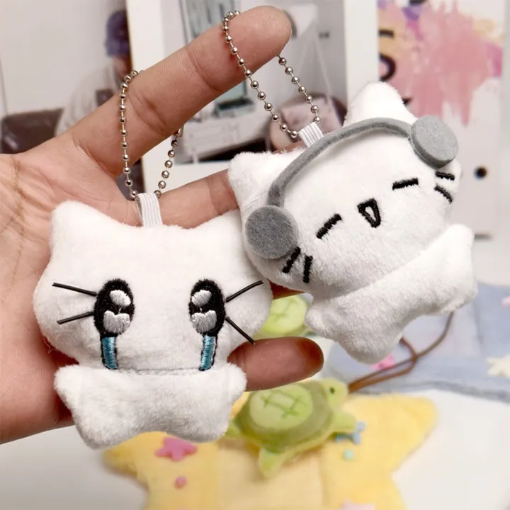 Kawaii Plush Cat Keychains Creative Embroidered Pendant School bag Keyrings Backpacks Decoration Gift For Friends