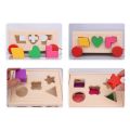 Kids Shape Sorter Toy Wooden Pull Along Car Shape Sorter Matching Blocks Box Kids Intelligence Educational Toys For Kids.