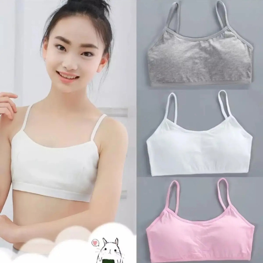1 piece Padded Bra for Teen Girls Kids Training Bras Topics for Teens Underwear Lingerie Thin Strap Topic Sleeveless Vest Cotton