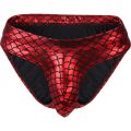 Fish Skin PU Leather Men Briefs Bikini U Convex Swim Brief Fashion Beachwear for Male.