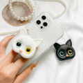 popup socket for phone with mirror 3d cute cat design strong adhesive fashionable. 