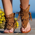 2024 Women Retro Sandals Gladiator Ladies Clip Toe Vintage Boots Casual Tassel Rome Fashion Summer Woman Shoes Female Sandalias Superman. 
