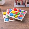 Wooden Geometric Shapes Montessori Puzzle Sorting Math Bricks Preschool Learning Educational Game Baby Toddler Toys for Children.