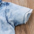 Toddler Baby Boys Kids Short Sleeve Denim Shirts Babies Kids Jean Tops T-shirts Clothes Cool Boy Clothing. 