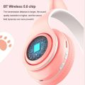Cute Cat Ear Gaming Headphone Foldable Bluetooth-Compatible Gaming Headset Low Latency Stereo Headsets for Smartphone/Pad/Laptop. 