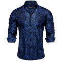 Men's Long Sleeve Black Paisley Silk Dress Shirts Casual Tuxedo Social Shirt Luxury Designer Men Clothing.