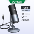 UGREEN USB Microphone with RGB Modes Professional Condenser Mic for PC Mac Gaming Karaoke Recording Streaming Podcasting.