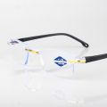 Rimless Reading Anti Blue Light Glasses Women Men Square Frameless Retro Clear Lens Presbyopic Reading Glasses for Women.