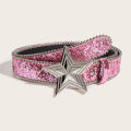 Snap Belt Female Ins Style Golden Belt Decorative European and American Fashion Cool Sequins Jeans Strap Versatile Design Lr129. 