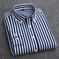 Mens Dress Shirts Striped Long Sleeve Spring Autumn Smart Casual Business Non-Ironing Slim Fit Formal Men's Shirt Blue White. 