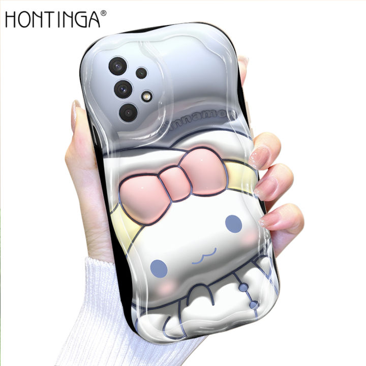 Hontinga for Samsung A32 4G Back Cover 3D Kuromi Melody Print Cream Texture Phone Case Wavy Edge Soft Silicone Cover