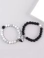 Love Magnetic Heart Bracelets for Couples (2 Piece) | Small Rubber Band Magnet Stone Bell Bracelet with Knotted Head Rope.