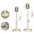 Classic Retro Dynamic Vocal Microphone Vintage Mic Universal Stand for Live Performance Karaoke Studio Record Gold. 