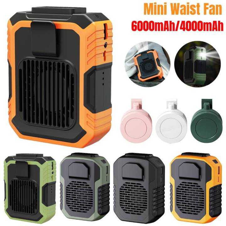 Portable Waist Fan USB Rechargeable 6000mAh/4000mAh Hanging Neck Fan Electric Fan Outdoor Sports Air Conditioning Cooling Fans