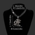 Iced out OTF Pendant Necklace with Cuban Link Chain for Men Women ,Rapper Jewelry Accessories.