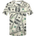 Money Dollar Bill Graphic 3D Printed T-Shirt Men Short Sleeve Crew Neck Tee Top. 