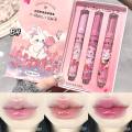 3Pcs/Set Gege Bear Garden Pink Rabbit Solid Lip Gloss Moisturizing Watery Colored Lip Balm Long-lasting and Tender Lip Balm.