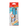 Deli Q80000 School Fountain Pen Set with 6 Blue Ink. 