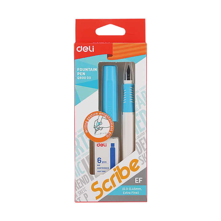 Deli%20Q80000%20School%20Fountain%20Pen%20Set%20with%206%20Blue%20Ink%20-%20Image%203