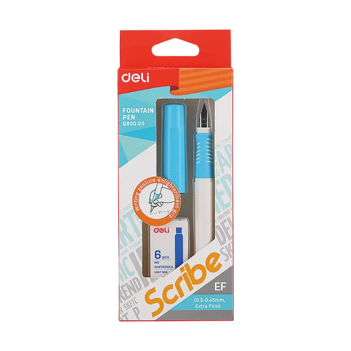 Deli%20Q80000%20School%20Fountain%20Pen%20Set%20with%206%20Blue%20Ink%20-%20Image%203
