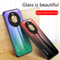 Biruiqu For Honor X9D Gradient Tempered Glass Back Soft Silicone Edge Case Cover. 
