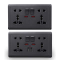 EU Standard Usb Socket Gray Embedded Panel Wall Power Socket Tetuo.