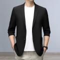 Formal Summer Suit Coat Business Coat Lapel Long Sleeves Double Buttons Straight Pockets Anti-wrinkle Solid Color Cardigan Loose. 