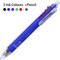Multicolor Ballpoint Pen Include 5 Colors Ball Pen 1 Automatic Pencil Top Eraser for Marking Writing School Supply Kids Love It. 