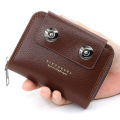 Multi Slot Card Holder Vintage Small Wallet Women Men Business Bank Credit Card Bag Male Coin Pouch Solid Leather Zipper Wallet. 