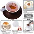 16pcs/Set Coffee Prinitng Mold DIY Plastic Coffee Foam Spray Template Cappuccino Coffee Decoration Stencil. 