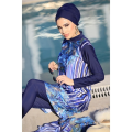 Women Muslim Swimwears Long Sleeves Sport swimming Togs Printed Stretch Full Cover Hijab 4pcs lslamic Burkinis Wear Bathing Suit. 