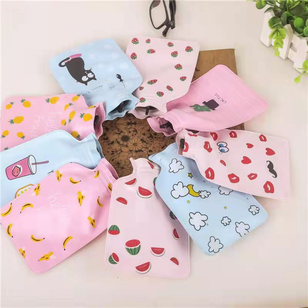 Mini Cute Cartoon Water PVC Hot Water Bag Warm Water Bottle Plush Explosion-proof Portable Winter Hand Warmer Family Winter Warm Hand Foot Portable Hot Water Bottle Thick Water Hot Accessory