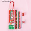 Withbetter 5Pcs/Set Christmas Stationery Set Pencil Ruler Eraser Sharpener Cute Pencil Set Portable Stationery Gift Box For School Gir Boy Gift HG. 