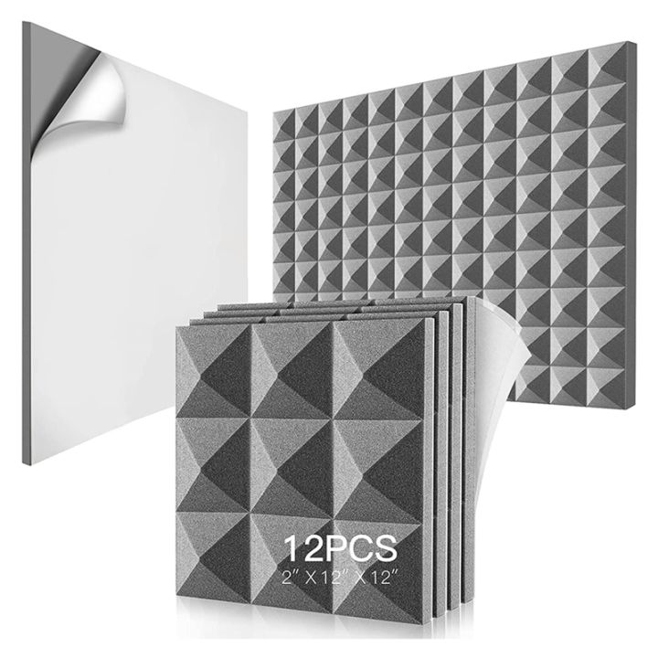 NCANRUI 12 Pack Acoustic Foam Panels,Self-Adhesive Sound Proof Foam Panels,for Wall Decor,Music Studio Bedroom Home,5X30X30cm