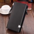 Original Luxury Brand Men's Wallet Business Striped Clutch Leather Purse For Male Fashion Man Card Holder With Aipper Phone Bag.