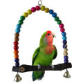 Parrot Swing Bird Cage Stand Cockatiel Wooden Swings Bell Toy for Budgie Lovebird.